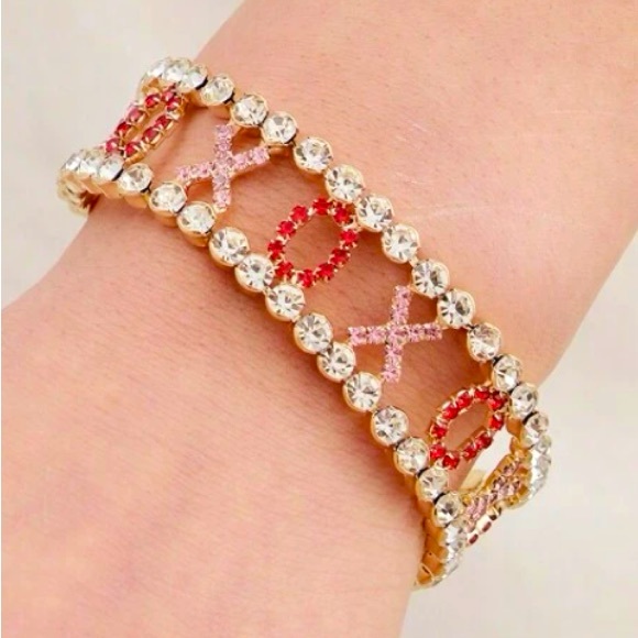 Hugs And Kisses Cubic Zirconia Tennis Bracelet - Picture 1 of 8